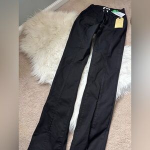 Vibrant Black Front Slit Flares